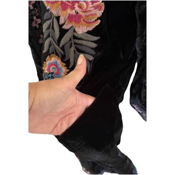 KYLA SEO Floral Embrodery VELVET KIMONO JACKET DUSTER L Whimsygoth Boho Coquette - Picture 8 of 15